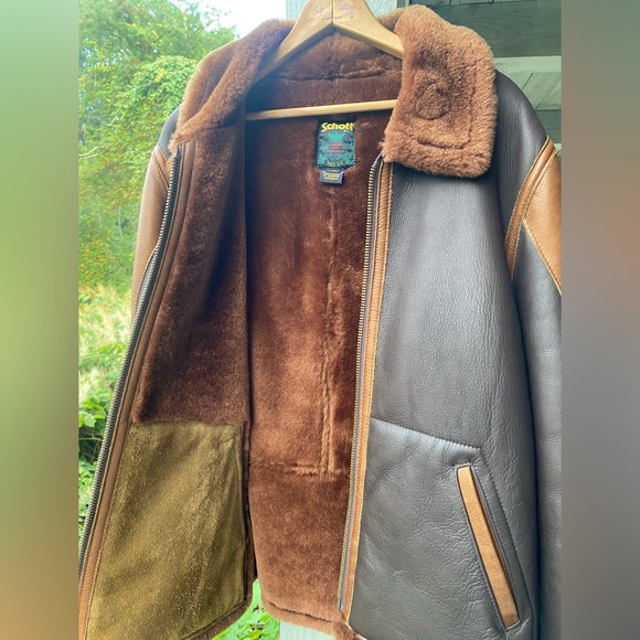 Mens Schott NYC Sheepskin Shearling Leather Bomber Flight Jacket M Made in USA - Picture 7 of 8